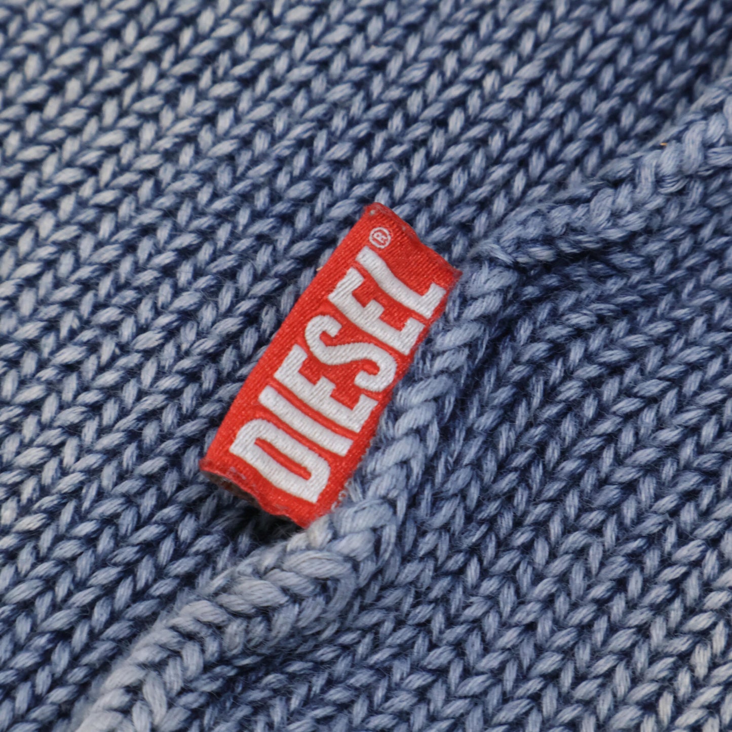 DIESEL ディーゼル A11195 K-DELOS ブルー コットン×ウール ダメージウォッシュ加工 ニットプルオーバー トップス L