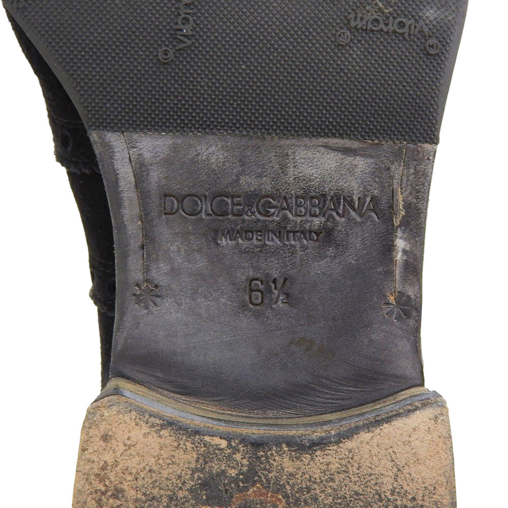 DOLCE&GABBANA ドルチェアンドガッバーナ スエード ウィングチップ ブーツ シューズ レディース 黒 ブラック 6 1/2 5284 シューズ 6.5