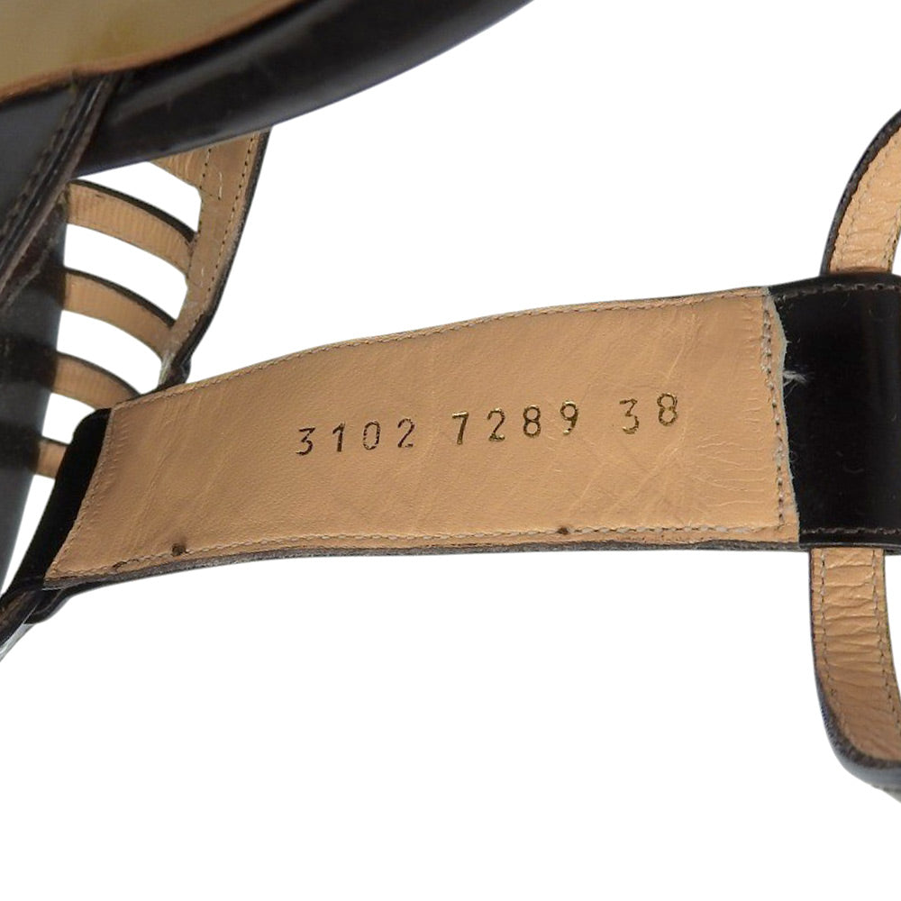 Sergio Rossi セルジオロッシ レザー ビジュー ストラップサンダル レディース ブラック 38 シューズ 38