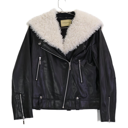 UNITED ARROWS ユナイテッドアローズ ブラック ファー付き ダブルライダースジャケット ジャケット 38