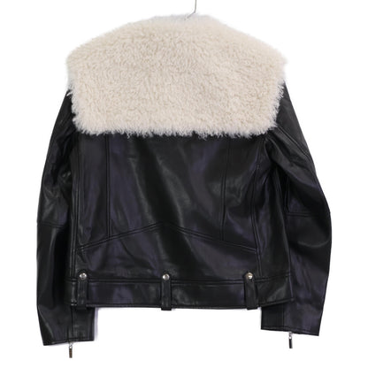 UNITED ARROWS ユナイテッドアローズ ブラック ファー付き ダブルライダースジャケット ジャケット 38