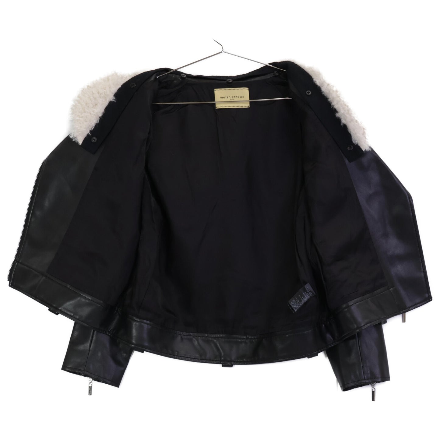 UNITED ARROWS ユナイテッドアローズ ブラック ファー付き ダブルライダースジャケット ジャケット 38