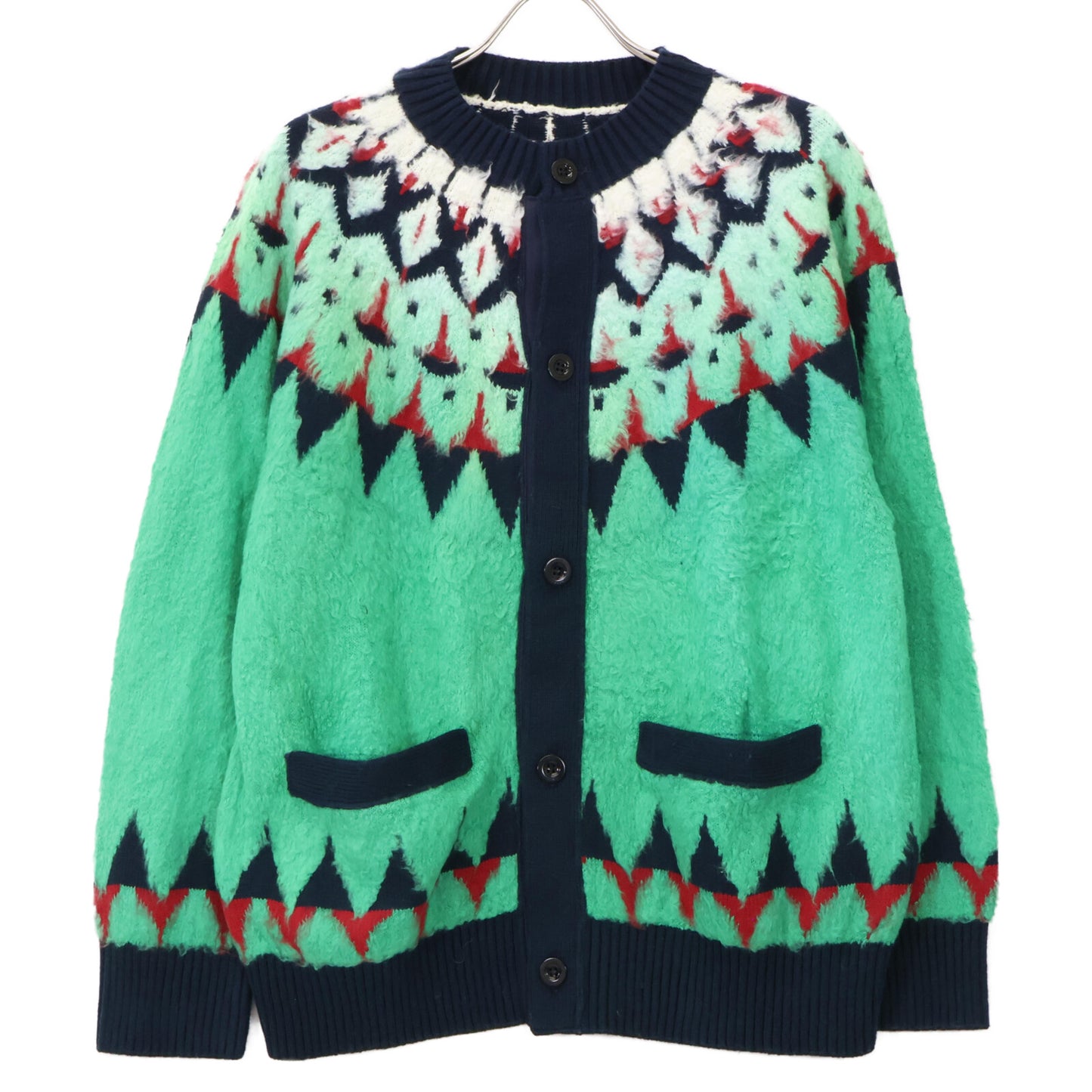 sacai サカイ 24SS ｸﾞﾘｰﾝ 24ｰ03333M ｼﾞｬｶﾞｰﾄﾞﾆｯﾄｶｰﾃﾞｨｶﾞﾝ トップス 1