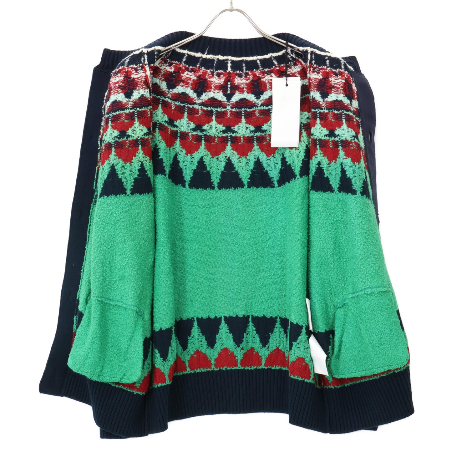 sacai サカイ 24SS ｸﾞﾘｰﾝ 24ｰ03333M ｼﾞｬｶﾞｰﾄﾞﾆｯﾄｶｰﾃﾞｨｶﾞﾝ トップス 1