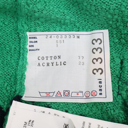 sacai サカイ 24SS ｸﾞﾘｰﾝ 24ｰ03333M ｼﾞｬｶﾞｰﾄﾞﾆｯﾄｶｰﾃﾞｨｶﾞﾝ トップス 1