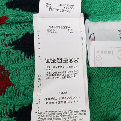 sacai サカイ 24SS ｸﾞﾘｰﾝ 24ｰ03333M ｼﾞｬｶﾞｰﾄﾞﾆｯﾄｶｰﾃﾞｨｶﾞﾝ トップス 1