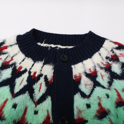 sacai サカイ 24SS ｸﾞﾘｰﾝ 24ｰ03333M ｼﾞｬｶﾞｰﾄﾞﾆｯﾄｶｰﾃﾞｨｶﾞﾝ トップス 1