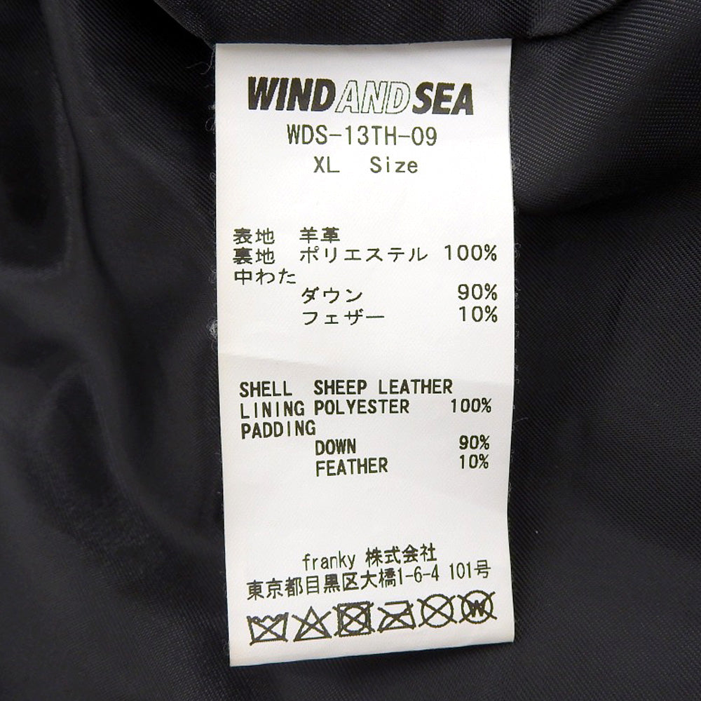 WIND AND SEA ウィンダンシー WIND AND SEA ウィンダンシー ラムレザー ダウンジャケット メンズ ブラック XL WDS-13TH-09 ジャケット XL