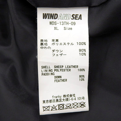 WIND AND SEA ウィンダンシー WIND AND SEA ウィンダンシー ラムレザー ダウンジャケット メンズ ブラック XL WDS-13TH-09 ジャケット XL