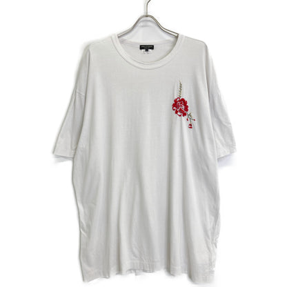 COMMEdesGARCONS HOMME PLUS コムデギャルソンオムプリュス PI-T028 グレー フラワー刺繍オーバーサイズTシャツ トップス L