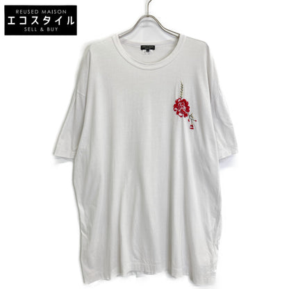 COMMEdesGARCONS HOMME PLUS コムデギャルソンオムプリュス PI-T028 グレー フラワー刺繍オーバーサイズTシャツ トップス L