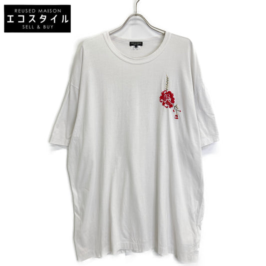 COMMEdesGARCONS HOMME PLUS コムデギャルソンオムプリュス PI-T028 グレー フラワー刺繍オーバーサイズTシャツ トップス L