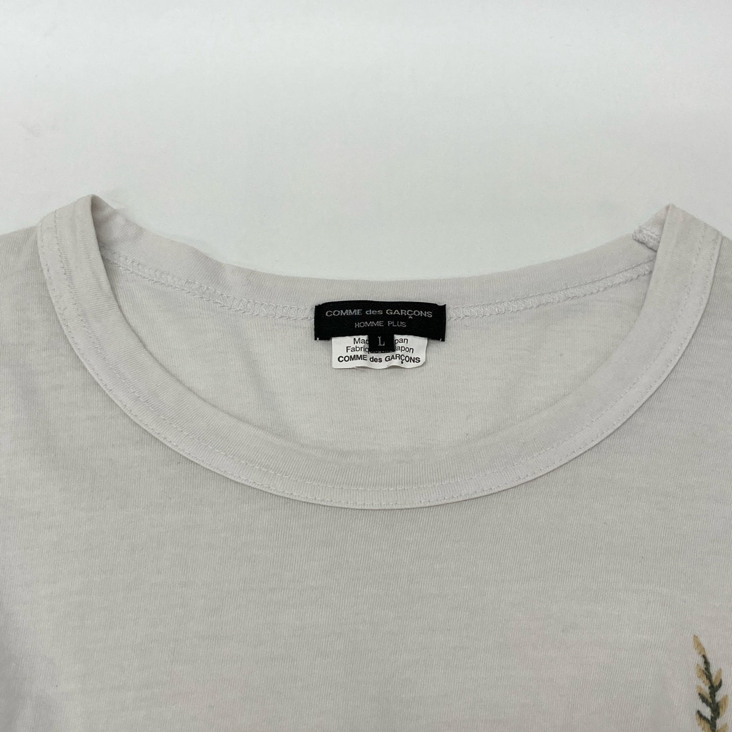 COMMEdesGARCONS HOMME PLUS コムデギャルソンオムプリュス PI-T028 グレー フラワー刺繍オーバーサイズTシャツ トップス L