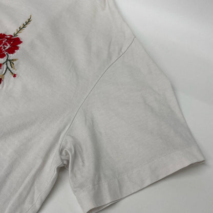 COMMEdesGARCONS HOMME PLUS コムデギャルソンオムプリュス PI-T028 グレー フラワー刺繍オーバーサイズTシャツ トップス L