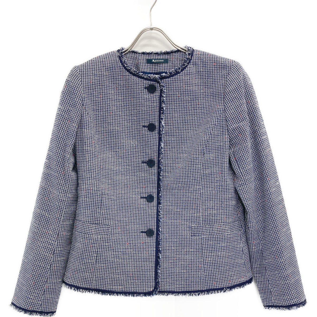 Aquascutum アクアスキュータム ﾈｲﾋﾞｰ ﾌｧﾝｼｰﾂｨｰﾄﾞ ｼﾞｬｹｯﾄ ジャケット 10