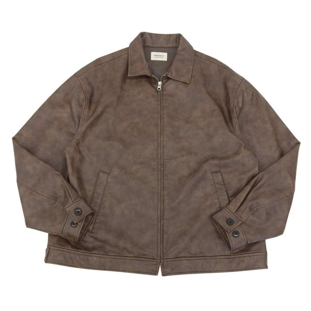 B:MING ビーミング 美品 ambiance フェイクレザー ブルゾン メンズ ブラウン L ジャケット L