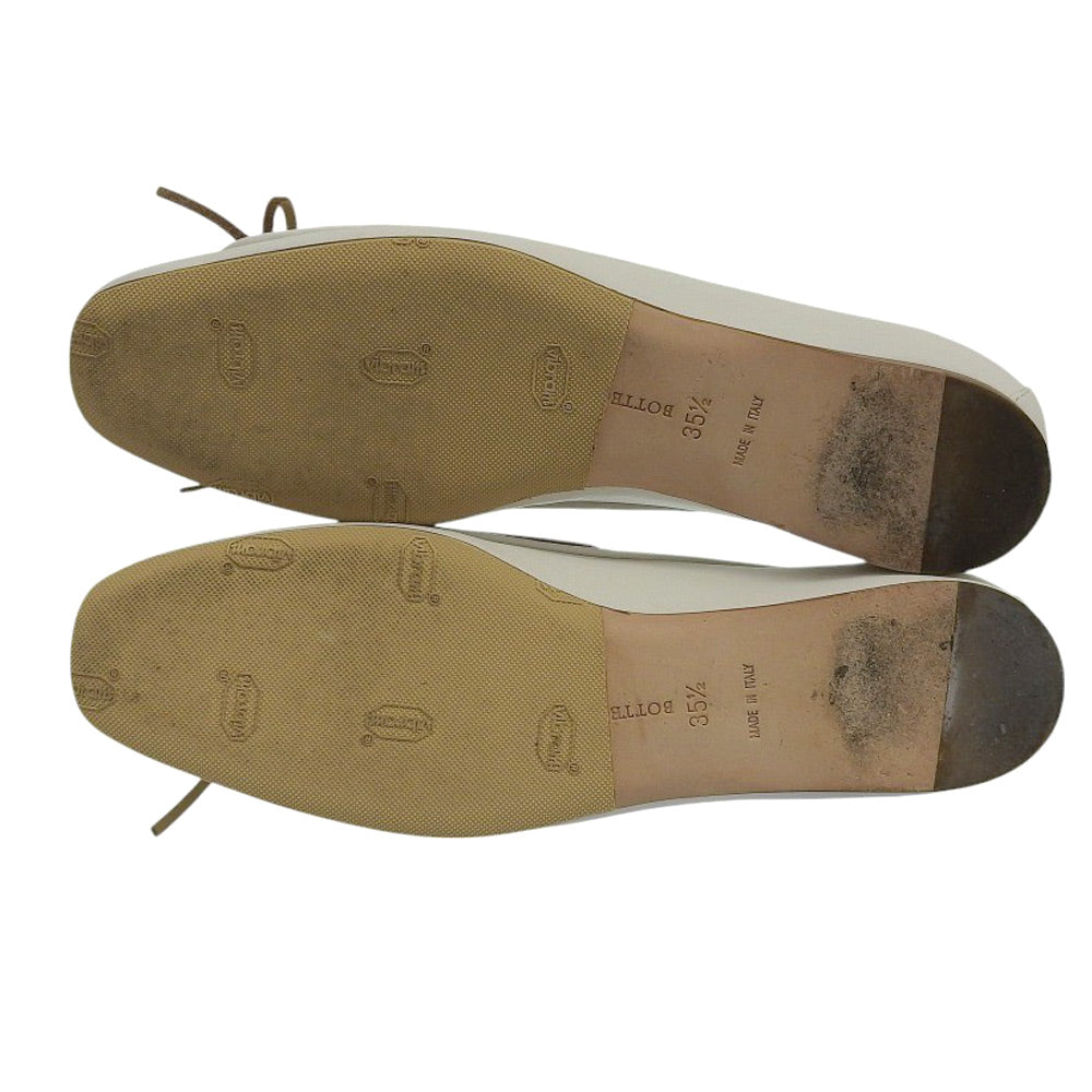 BOTTEGA VENETA ボッテガヴェネタ 美品 イントレチャート フラットパンプス レディース ホワイト 35 1/2 シューズ 35.5