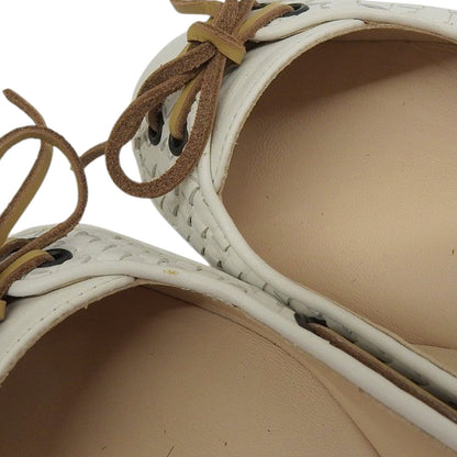 BOTTEGA VENETA ボッテガヴェネタ 美品 イントレチャート フラットパンプス レディース ホワイト 35 1/2 シューズ 35.5