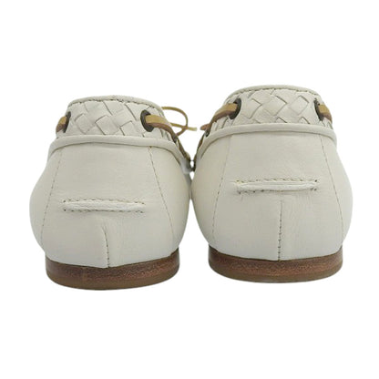 BOTTEGA VENETA ボッテガヴェネタ 美品 イントレチャート フラットパンプス レディース ホワイト 35 1/2 シューズ 35.5