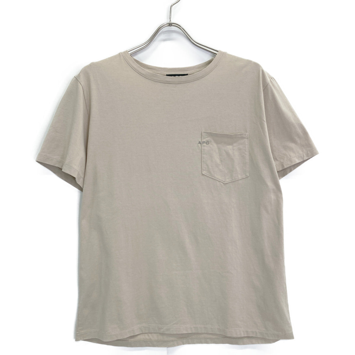 A.P.C. アーペーセー 25082-1-92707 ベージュ 刺繍入り ポケットTシャツ トップス L