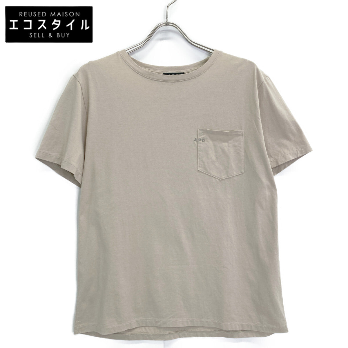 A.P.C. アーペーセー 25082-1-92707 ベージュ 刺繍入り ポケットTシャツ トップス L
