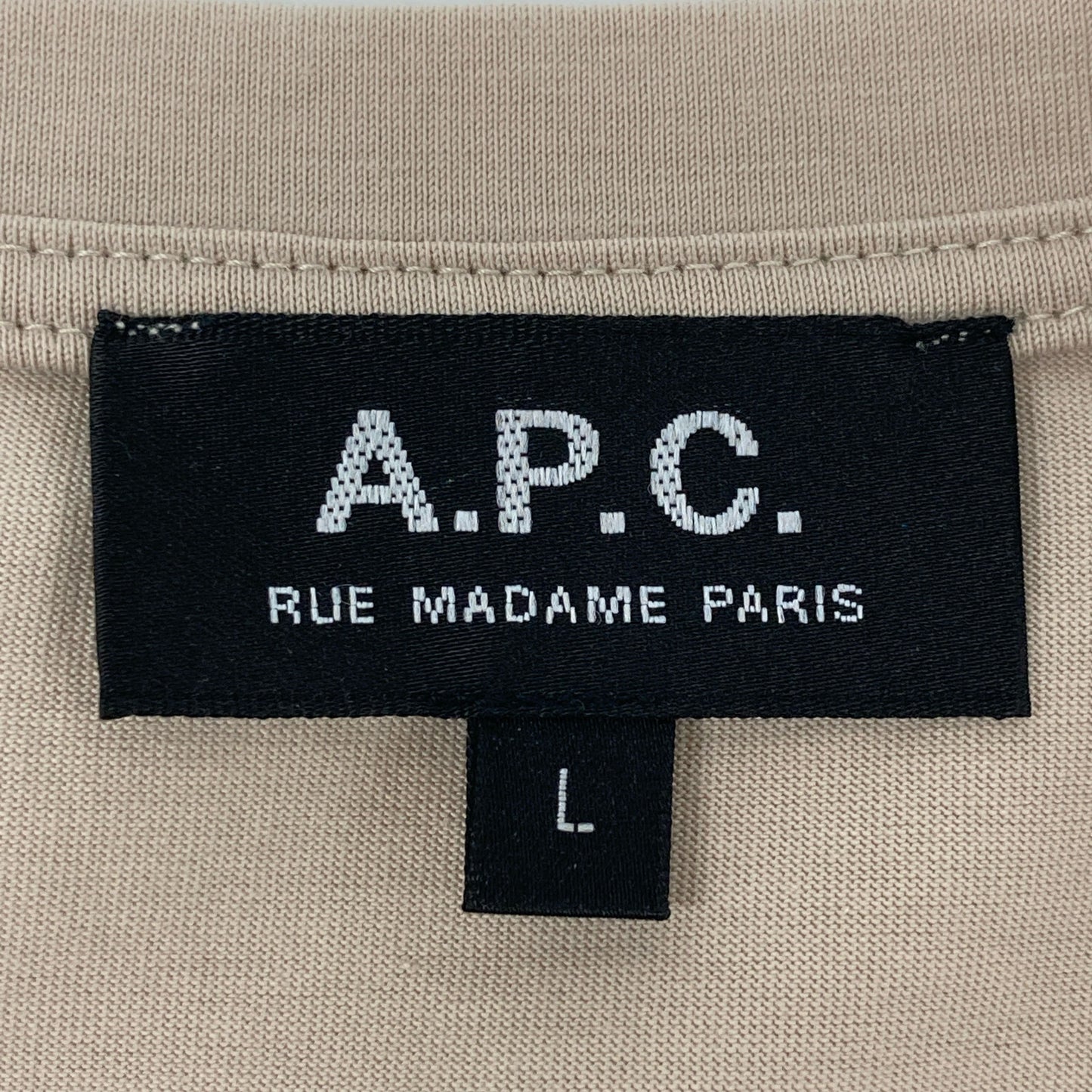 A.P.C. アーペーセー 25082-1-92707 ベージュ 刺繍入り ポケットTシャツ トップス L