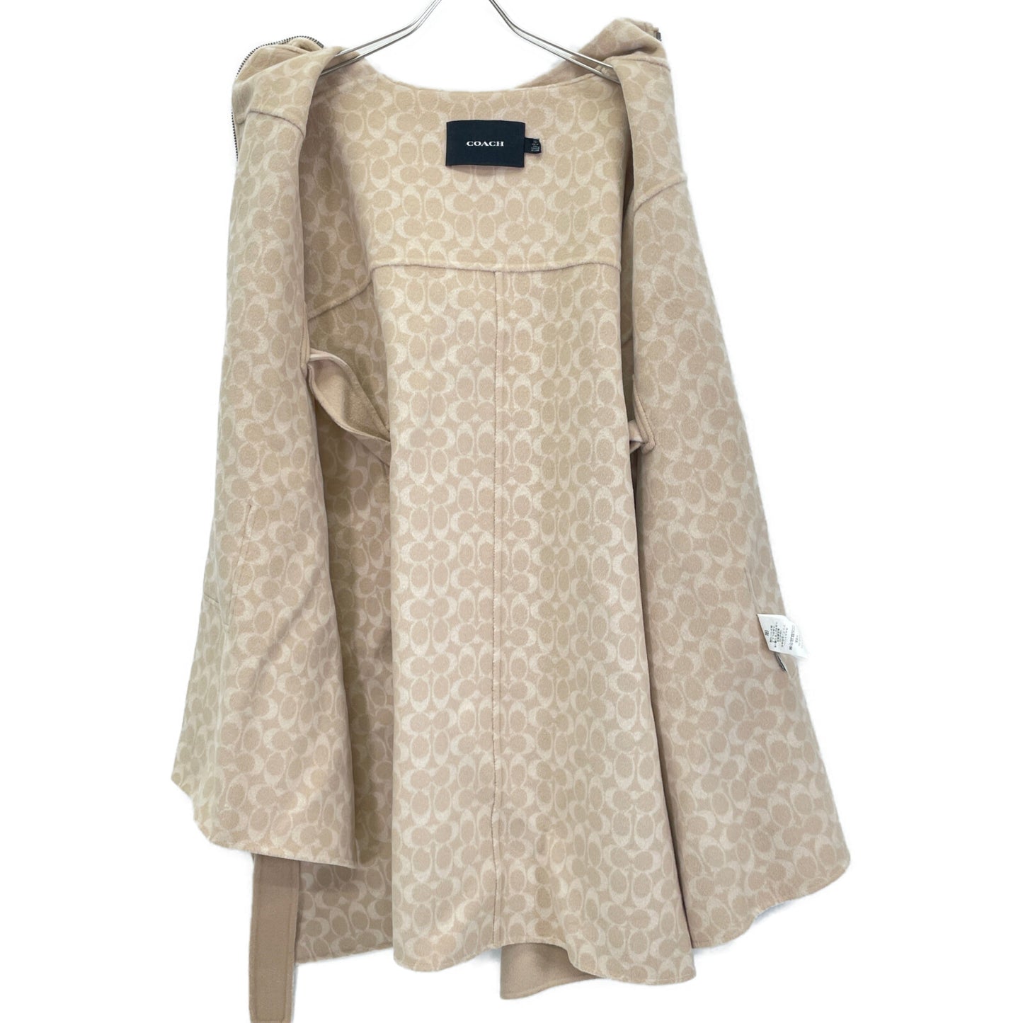 COACH コーチ 11003658 ﾍﾞｰｼﾞｭ ｳｰﾙ×ｶｼﾐﾔ ｼｸﾞﾈﾁｬｰﾗｲﾆﾝｸﾞ ﾍﾞﾙﾃｯﾄﾞｹｰﾌﾟｺｰﾄ コート XS/S