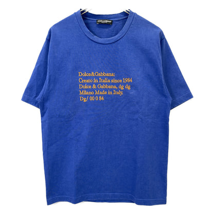 DOLCE&GABBANA ドルチェアンドガッバーナ ﾌﾞﾙｰ×ｵﾚﾝｼﾞ ﾛｺﾞ刺繍 Tｼｬﾂ トップス XS