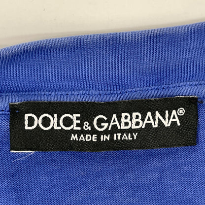 DOLCE&GABBANA ドルチェアンドガッバーナ ﾌﾞﾙｰ×ｵﾚﾝｼﾞ ﾛｺﾞ刺繍 Tｼｬﾂ トップス XS
