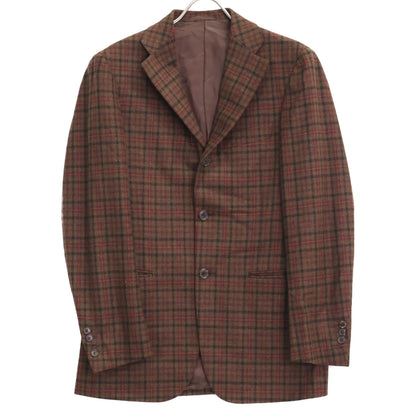 Belvest ベルベスト ﾌﾞﾗｳﾝ ﾁｪｯｸ ｳｰﾙ 段返り3B ｼﾞｬｹｯﾄ ジャケット 表記無し