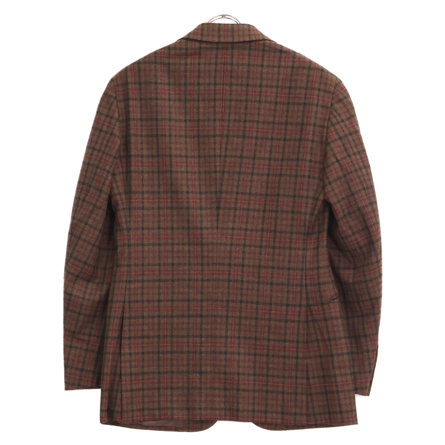 Belvest ベルベスト ﾌﾞﾗｳﾝ ﾁｪｯｸ ｳｰﾙ 段返り3B ｼﾞｬｹｯﾄ ジャケット 表記無し