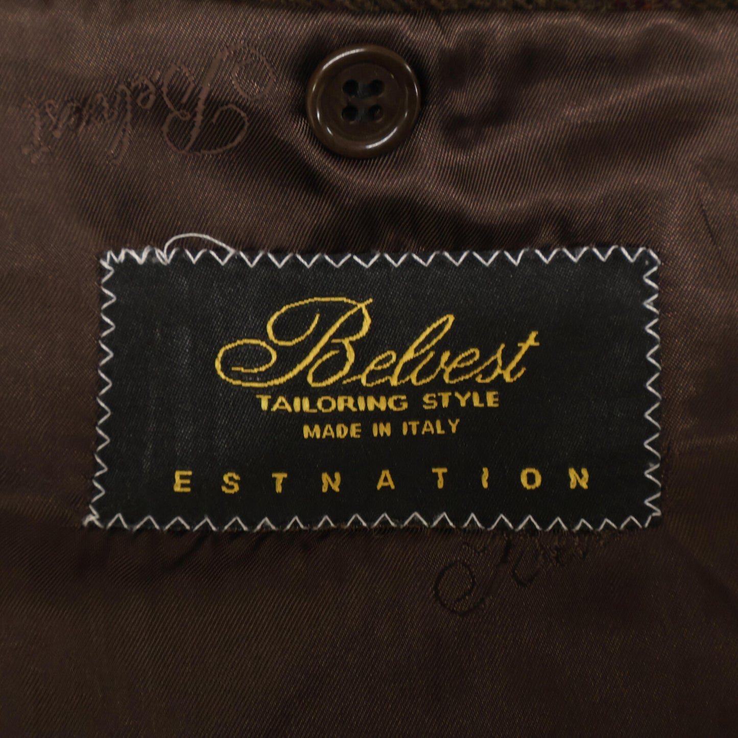 Belvest ベルベスト ﾌﾞﾗｳﾝ ﾁｪｯｸ ｳｰﾙ 段返り3B ｼﾞｬｹｯﾄ ジャケット 表記無し