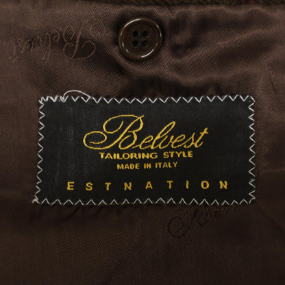 Belvest ベルベスト ﾌﾞﾗｳﾝ ﾁｪｯｸ ｳｰﾙ 段返り3B ｼﾞｬｹｯﾄ ジャケット 表記無し