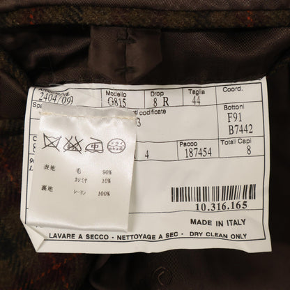 Belvest ベルベスト ﾌﾞﾗｳﾝ ﾁｪｯｸ ｳｰﾙ 段返り3B ｼﾞｬｹｯﾄ ジャケット 表記無し