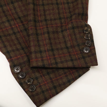 Belvest ベルベスト ﾌﾞﾗｳﾝ ﾁｪｯｸ ｳｰﾙ 段返り3B ｼﾞｬｹｯﾄ ジャケット 表記無し