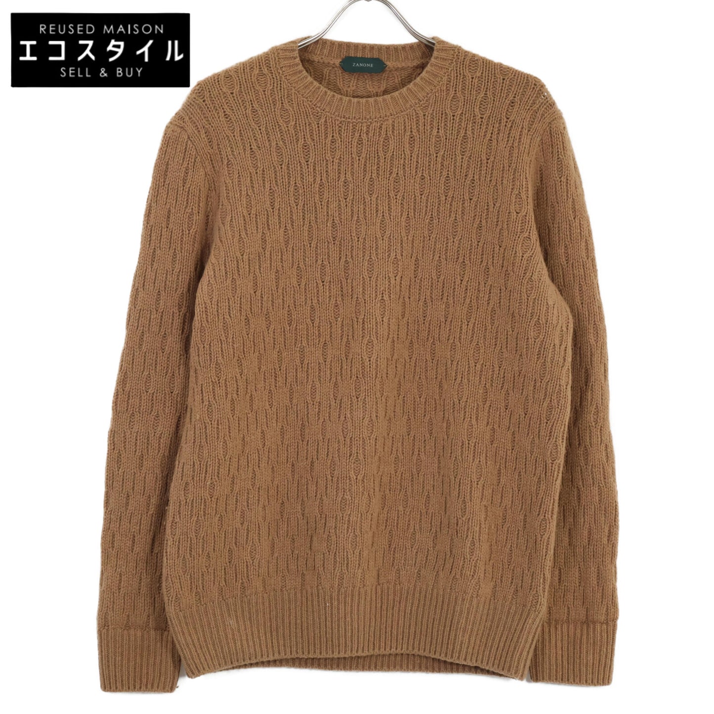 ZANONE ザノーネ ﾌﾞﾗｳﾝ 7ｹﾞｰｼﾞｳｰﾙﾍﾘﾝﾎﾞｰﾝｹｰﾌﾞﾙｸﾙｰﾈｯｸﾆｯﾄ トップス 50