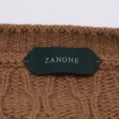 ZANONE ザノーネ ﾌﾞﾗｳﾝ 7ｹﾞｰｼﾞｳｰﾙﾍﾘﾝﾎﾞｰﾝｹｰﾌﾞﾙｸﾙｰﾈｯｸﾆｯﾄ トップス 50