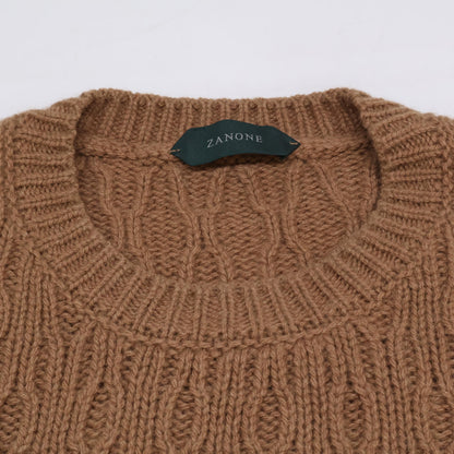 ZANONE ザノーネ ﾌﾞﾗｳﾝ 7ｹﾞｰｼﾞｳｰﾙﾍﾘﾝﾎﾞｰﾝｹｰﾌﾞﾙｸﾙｰﾈｯｸﾆｯﾄ トップス 50