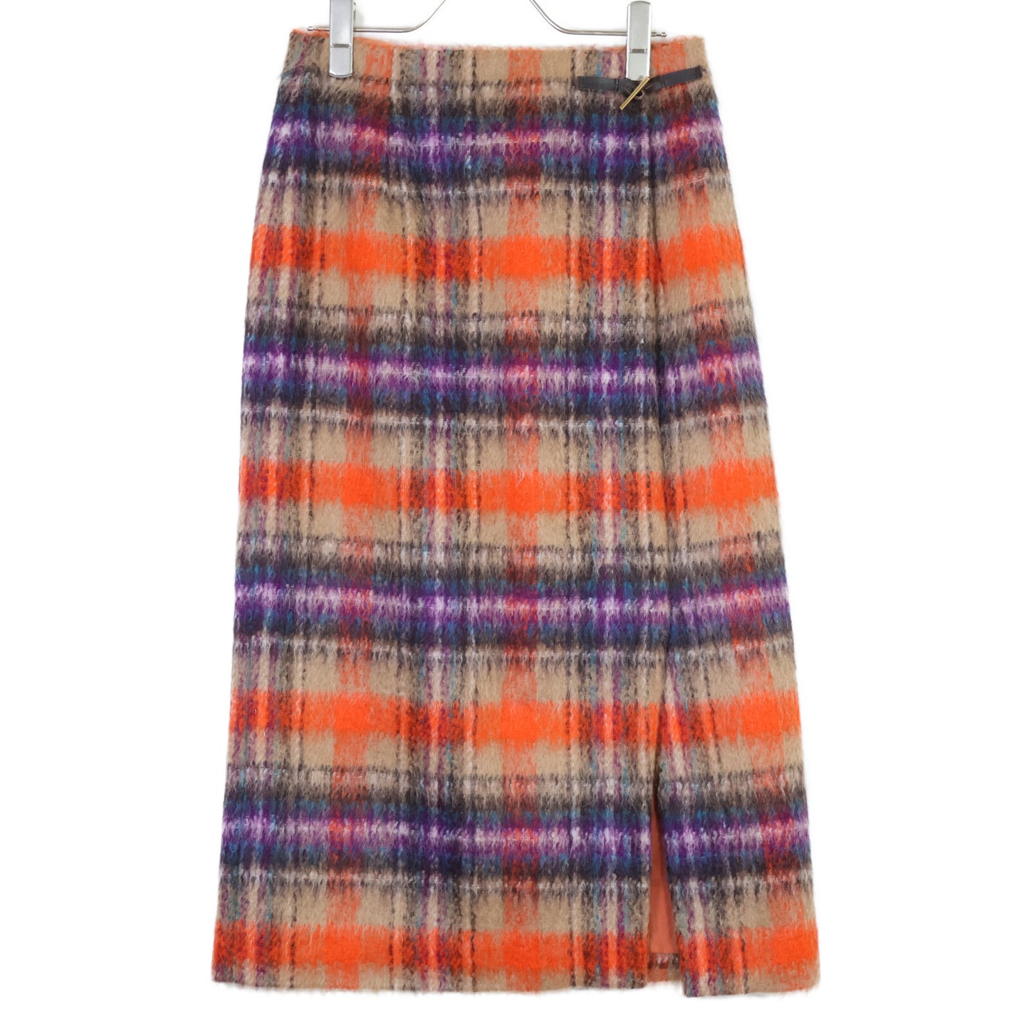 ANAYI アナイ ｵﾚﾝｼﾞ×ﾊﾟｰﾌﾟﾙ ｼｬｷﾞｰﾁｪｯｸ ｽｶｰﾄ スカート 38