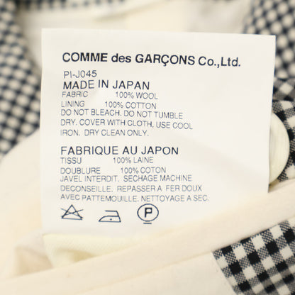 COMMEdesGARCONS HOMME PLUS コムデギャルソンオムプリュス PI-J045 ﾌﾞﾗｯｸ×ﾎﾜｲﾄ ｷﾞﾝｶﾞﾑﾁｪｯｸ Pｺｰﾄ コート XS