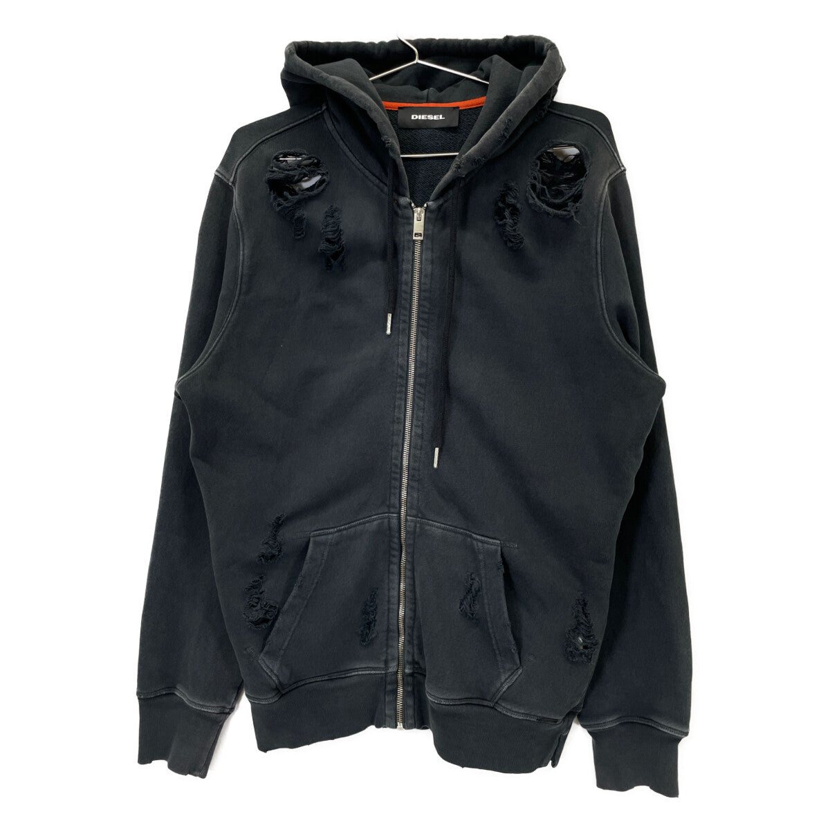 DIESEL ディーゼル BG000014 ｸﾞﾚｰ ﾀﾞﾒｰｼﾞ加工 ｼﾞｯﾌﾟｱｯﾌﾟﾊﾟｰｶｰ ジャケット S