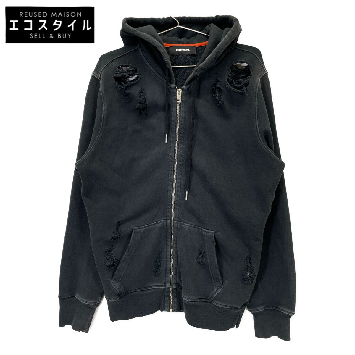 DIESEL ディーゼル BG000014 ｸﾞﾚｰ ﾀﾞﾒｰｼﾞ加工 ｼﾞｯﾌﾟｱｯﾌﾟﾊﾟｰｶｰ ジャケット S
