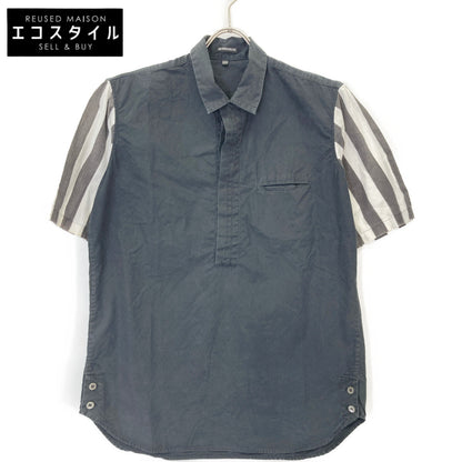 ANN DEMEULEMEESTER アンドゥムルメステール 08年製 ﾈｲﾋﾞｰ 切り替え ﾌﾟﾙｵｰﾊﾞｰｼｬﾂ トップス XXS