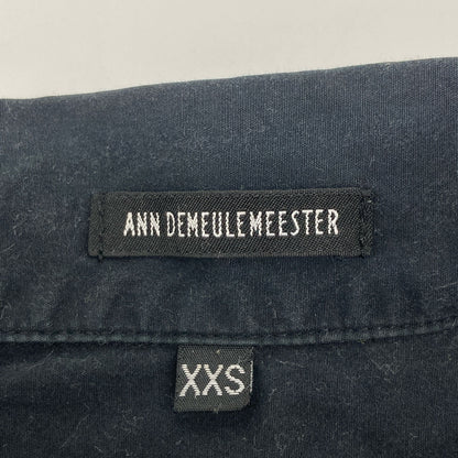 ANN DEMEULEMEESTER アンドゥムルメステール 08年製 ﾈｲﾋﾞｰ 切り替え ﾌﾟﾙｵｰﾊﾞｰｼｬﾂ トップス XXS