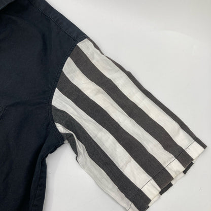 ANN DEMEULEMEESTER アンドゥムルメステール 08年製 ﾈｲﾋﾞｰ 切り替え ﾌﾟﾙｵｰﾊﾞｰｼｬﾂ トップス XXS