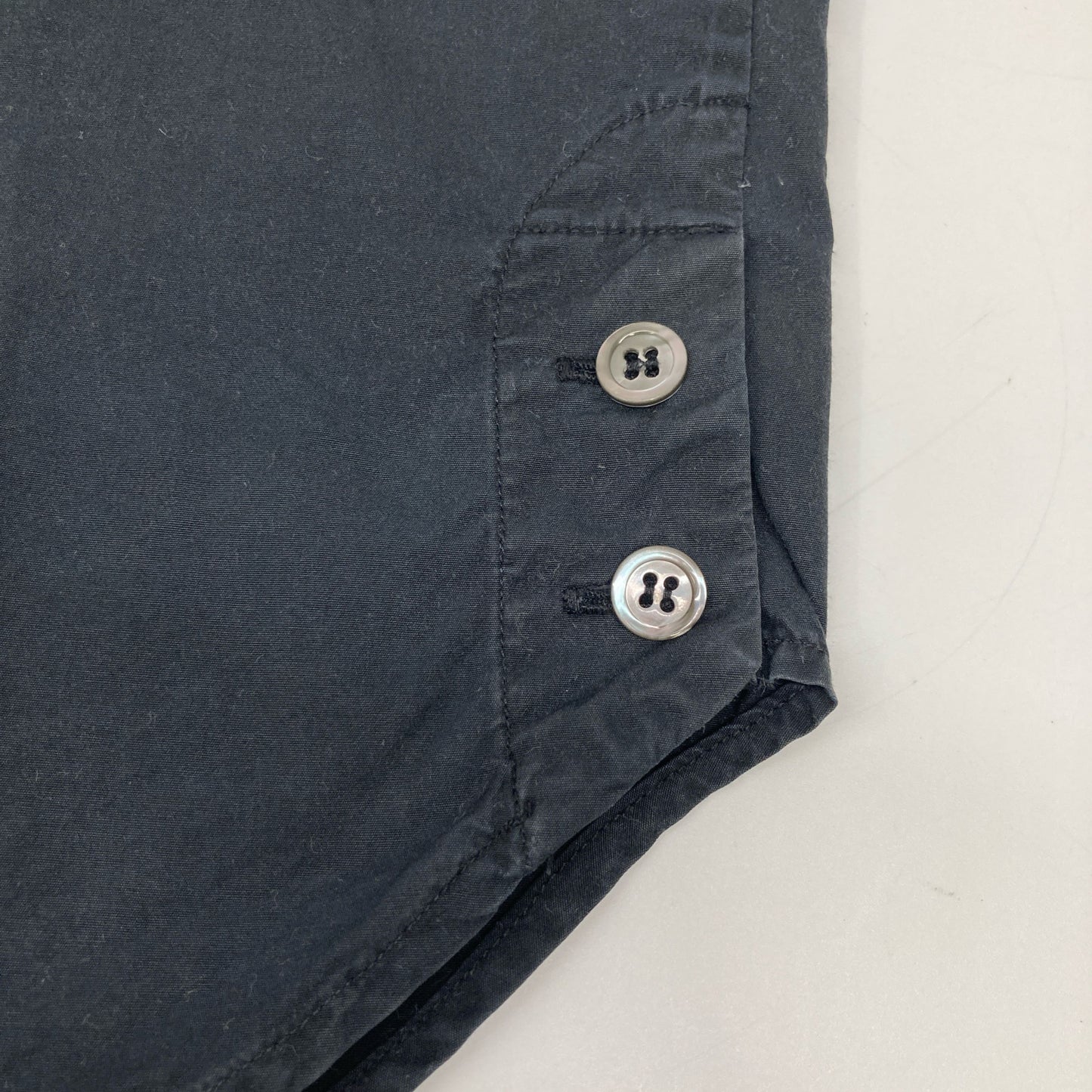 ANN DEMEULEMEESTER アンドゥムルメステール 08年製 ﾈｲﾋﾞｰ 切り替え ﾌﾟﾙｵｰﾊﾞｰｼｬﾂ トップス XXS