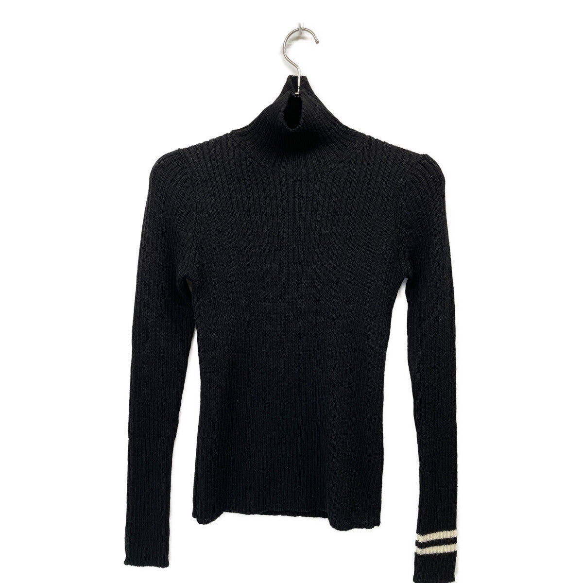 Y's ワイズ YV-K25-187 ﾌﾞﾗｯｸ ﾗｲﾝ ﾀｰﾄﾙﾈｯｸ ﾆｯﾄ トップス 2