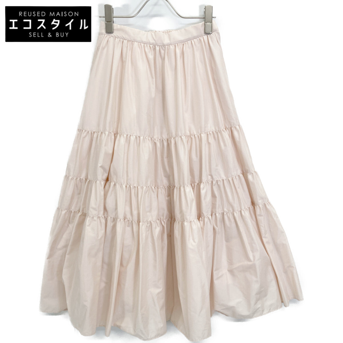 SEVEN TEN by MIHO KAWAHITO セブンテン バイミホカワヒト 6S306 ﾍﾞｰｼﾞｭﾋﾟﾝｸ ﾀﾌﾀﾃｨｱｰﾄﾞｽｶｰﾄ スカート S