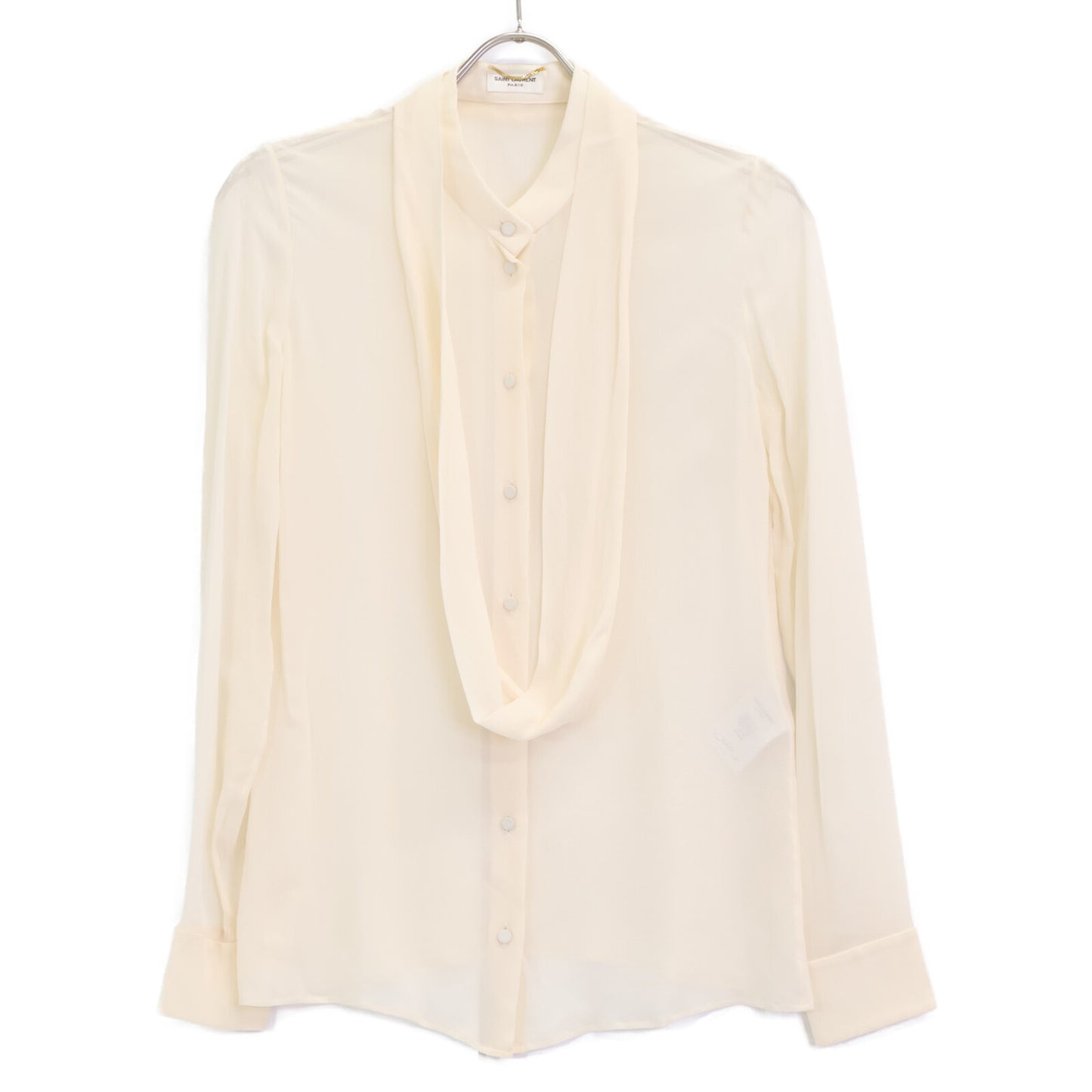 SAINT LAURENT PARIS サンローランパリ 13年 ｱｲﾎﾞﾘｰ シルク　339635 YA58A ｼｰｽﾙｰｼｬﾂ　エディ期 トップス 36