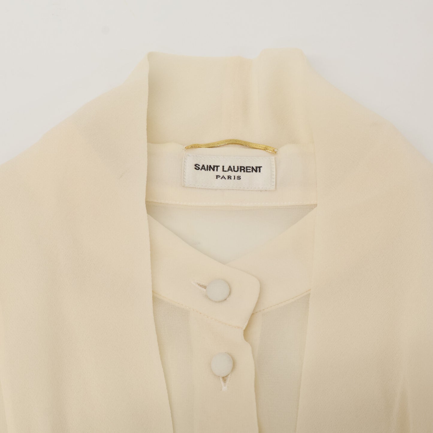 SAINT LAURENT PARIS サンローランパリ 13年 ｱｲﾎﾞﾘｰ シルク　339635 YA58A ｼｰｽﾙｰｼｬﾂ　エディ期 トップス 36